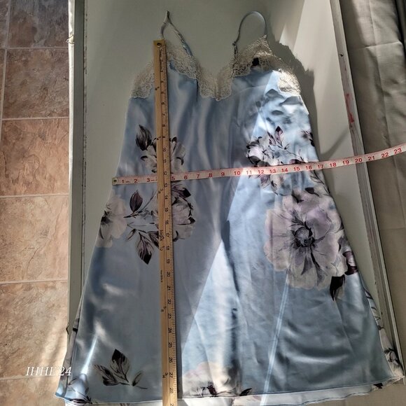 Apt. 9 Womens Floral Lace-Trim Slip Dress M Light Blue - Picture 3 of 8